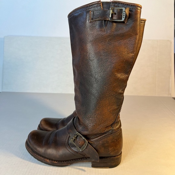 Frye Sz 7 Veronica Slouch Distressed Brown Leather Knee Boots - Picture 13 of 14